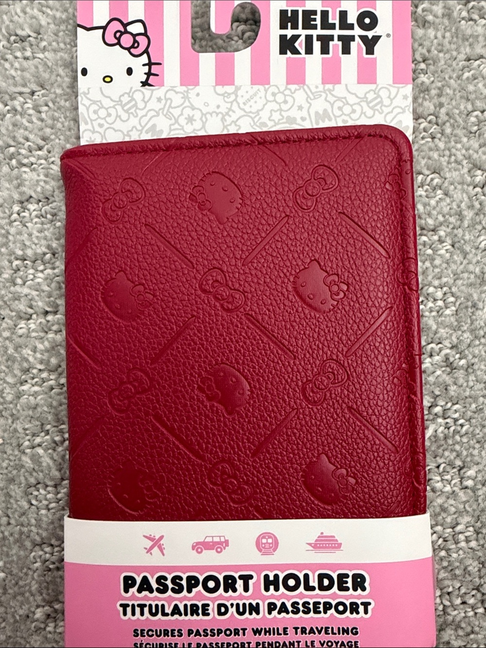 Hello Kitty Red Embossed Passport Cover